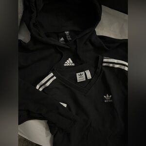 ADIDAS CROPPED HOODIE & CROPPED T-SHIRT BUNDLE
